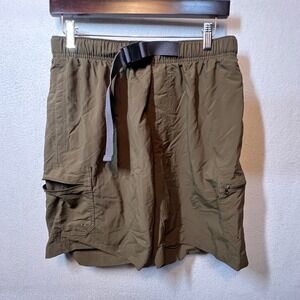 Columbia Mens M Cargo Shorts Olive Green Belted Nylon Lightweight Hiking‎